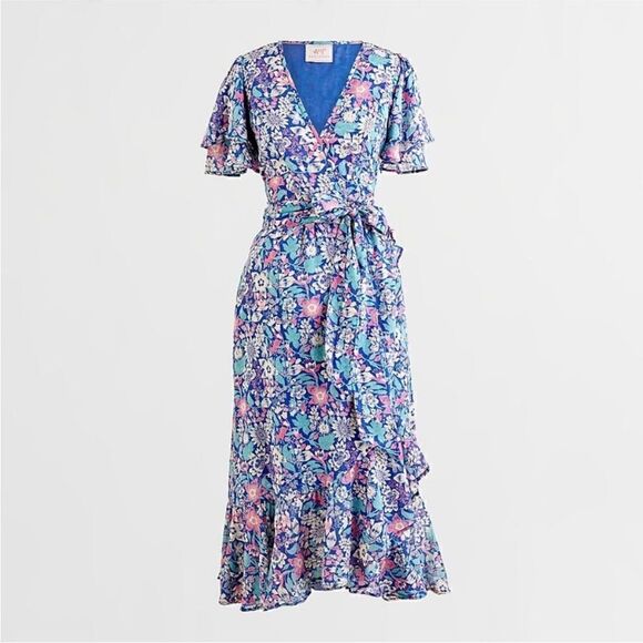 Banjanan Ruffle-sleeve cotton wrap dress in wildflower floral print - Picture 1 of 7